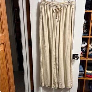 MAX STUDIO LONDON OYSTER LINEN WIDE LEG PANTS DRAWSTRING MID RISE  NWT!